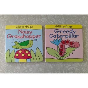 Glitterbugs Board Book Set Noisy Grasshopper Greedy Caterpillar by Peter Curry